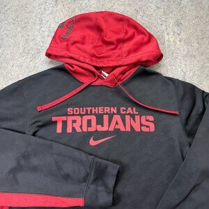 USC Trojans Nike Hoodie Men S Black Red THERMA-FIT Fleece Pullover Sweatshirt